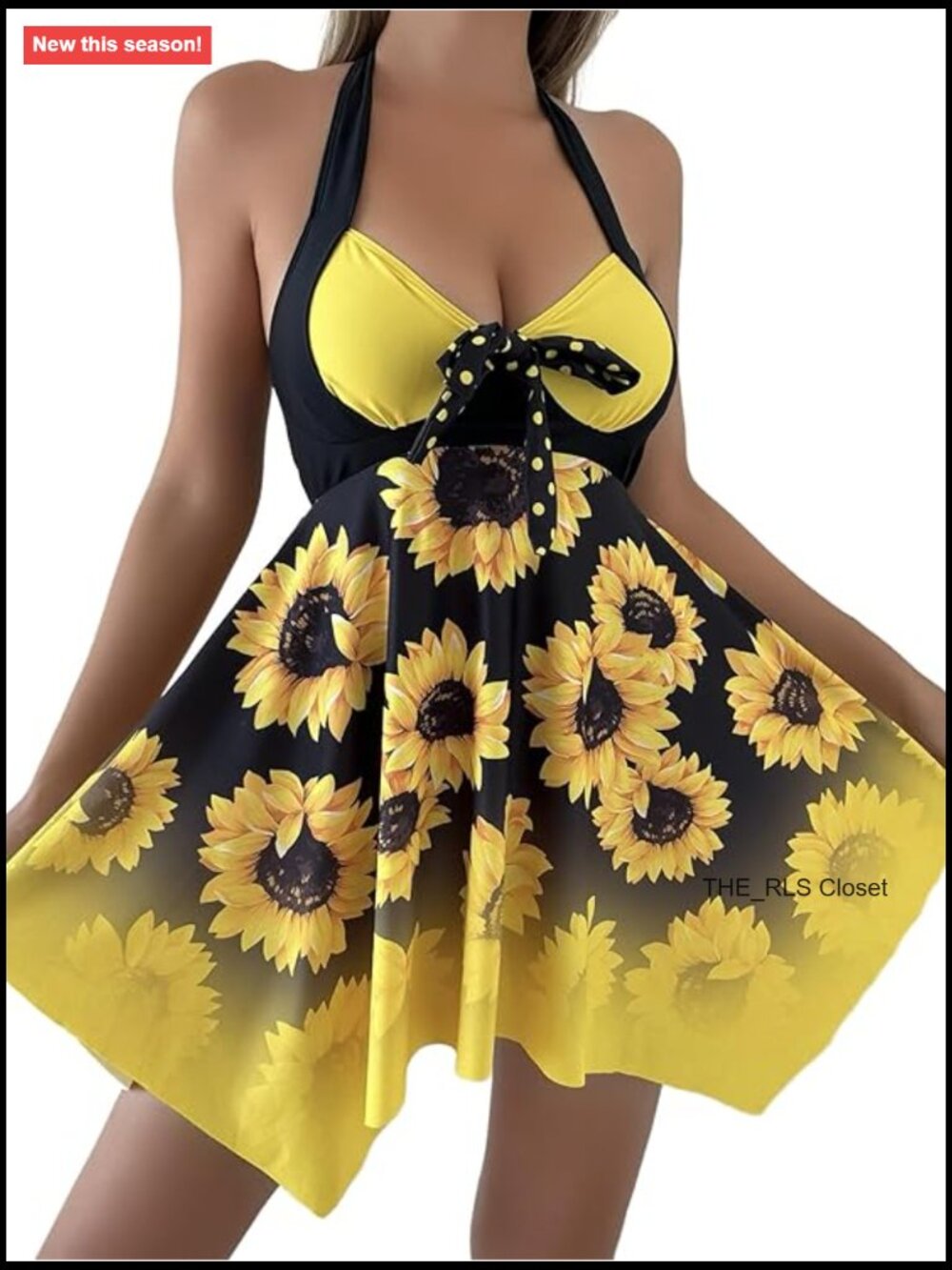 Halter Tankini Swimdress Set with Padded Top and Bottom